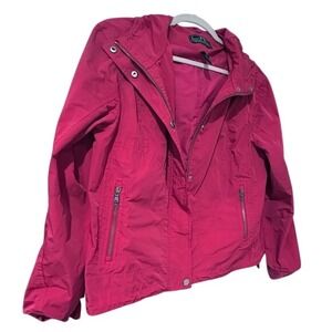 Lauren Ralph Lauren Womens Large Hooded Pink Rain Jacket Wind Breaker